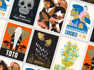 Gig Posters 2018-2019 band poster color design gig poster illustration lettering music poster poster art poster design typedesign