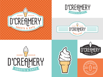 D'Creamery badge brand burger diner food ice cream logo design mark rebrand restaurant retro vintage