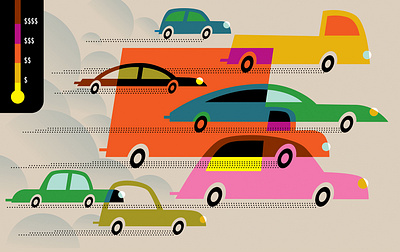 Transportation automobiles carbon emissions carbon tax cars conceptual illustration illustration art transportation vector