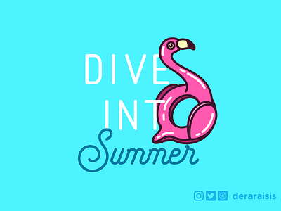 Dive Into Summer - Wallpaper design flamingo flamingo ring flat design float illustration minimal pastel pink pool pool party summer vector vector art wallpaper wallpaper design water