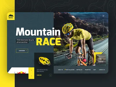 Racing Bike Accessories Ecommerce Site Mockup color creative design ecommerce hero image hero section landing page concept landing page design onepage seahawk