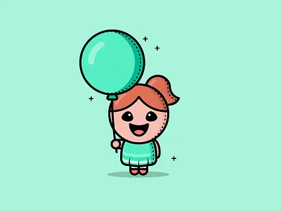 Girl with balloon balloon design flat flat design girl illustration vector