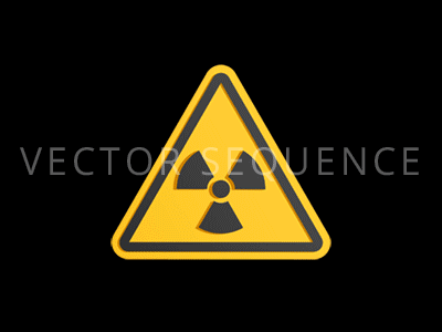 Spinning sign of radiation 3d animation atomic danger frames gif icon loop nuclear radiation rotating royalty free sequence sign spin sprite sheet symbol vector x rays yellow