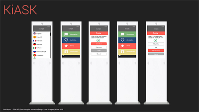 KiAsk airport airport kiosk airports app digital app digital design digital kiosk interactive design julia myers kiosk language local strangers poster processbook ui user experience user interface ux wireframes