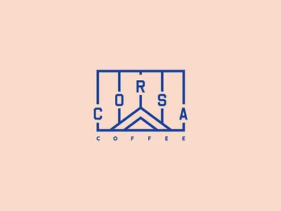 Corsa Coffee blue branding coffee corsa icon illustration line logo pink simple