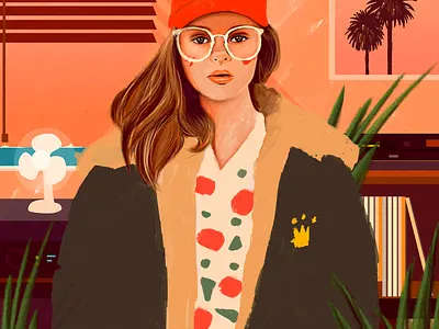 ビーチ cover art Spotify playlist beach cintic coverart girl retro wacom wave