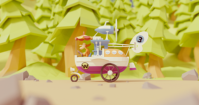 Wacky races illustration..CONVERT-A-CAR illustration lowpoly lowpolyart