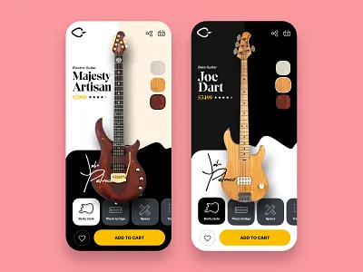 Guitar mobile product page add to cart android guitar ios mobile ecommerce product detail page product slider ui uiux visual design