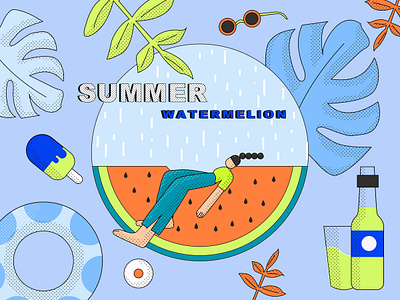 Watermelon and summer ui 插图 设计