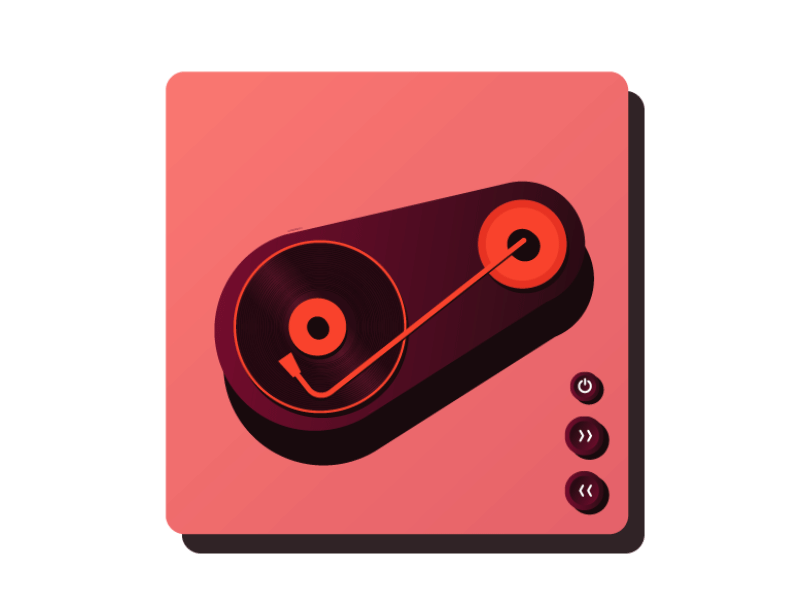 Gramophone 2d art buttons design dribbble gif gif animation illustration india instrument memories musicplayer old players share vector