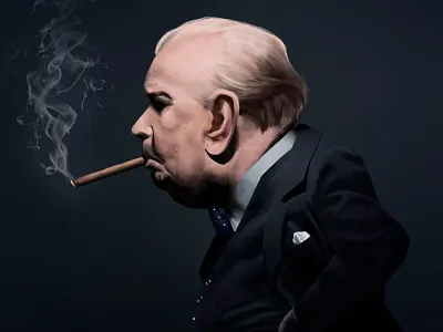 Fan Art - Winston Churchill, Darkest Hour character design digital 2d digital art fan art illustration photoshop art