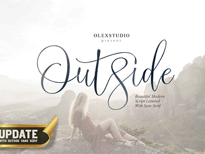 OUTSIDE - script font awesome font font bundle handlettering lettering script