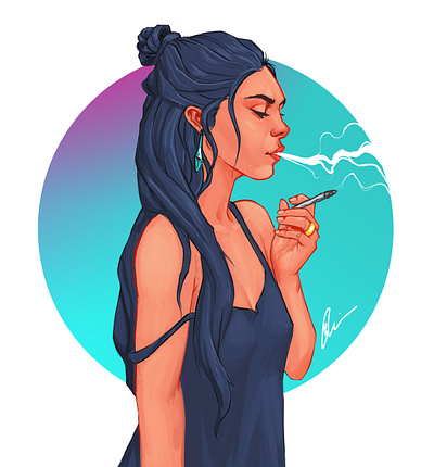 Girl smoking character character design colorful art design hair illustration photoshop