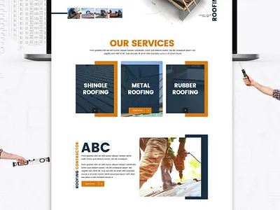 Roofing Contractor construction graphic desgin illustration landing page roofing typography ui ux website