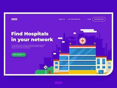 Hospital Finder - Homepage animation branding design flat homepage hospital hospital finder hospital network illustration landing page logo minimal minimalism network purple redesign ui ux web website