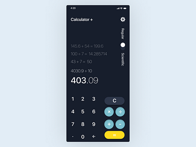 Calculator UI design app creative design design typography ui ux ux design