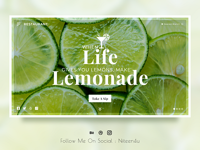 Restaurant Landing Page adobe xd cocktail design graphic design hero image hero section landing page landing page design lemonade minimalistic restaurant restaurant branding user experience web design website design