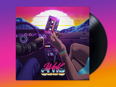 Wolf Club: Frontiers 1980s album art design illustration illustrator outrun photoshop retro retrowave signalnoise synthwave vaporwave