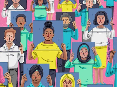 Illustration for website "about us" page characters design diverse group diversity faces illustration illustrator illustrator art multi racial web illustration website illustration