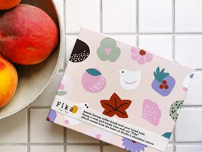 Fika Cookie Box colorful cookies cute feminine design flat color flat illustration food packaging illustration japanese culture japanese food leena kisonen nerikiri package packaging design pastels pattern pattern design scandinavian scandinavian style sweet