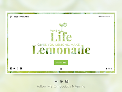 Restaurant Landing Page-Rebound above the fold adobe xd design graphic design hero image hero section landing page landing page design lemonade minimalistic restaurant branding user experience web design website design website design