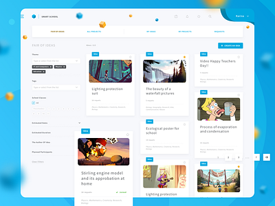 . Fair of Ideas v.2 cards cubes filters kids list projects school site ui web