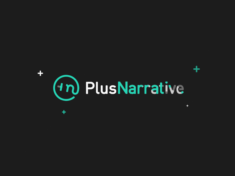 Plus Narrative Logo Build adobe animated build coding design fun gif inspiration logo logo design logotype loop mark motion physics quirky sting stinger tags typography