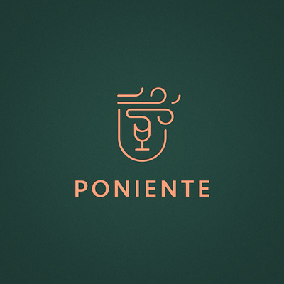 Poniente - wine distributor monoline wind wine wine label wine logo