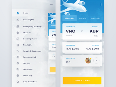 Flight Book UI design 3d blue book booking design flight flight app flower fluid flyua kiev minimal plane simple svetlakov ui ukraine userinterface ux white