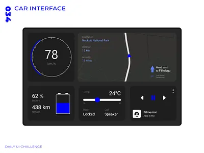 Daily UI Challenge - 034 - Car Interface adobe xd car interface dailyui uidesign uxdesign