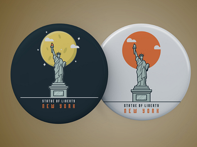 Badge pins america badge design flat illustrations mockup newyork pins statueofliberty usa vector