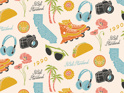 SoCal Standard Icons 90s brand identity branding california camera hand lettering icons illustration logo retro taco west coast wordmark