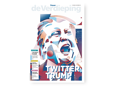 Twitter Trump america art artist artwork cover cover art danielroozendaal donaldtrump illustration newspaper paper portrait portrait art potus president trump twitter usa