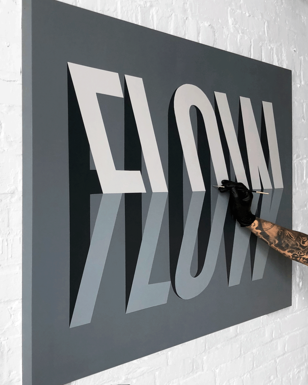 Flow - Canvas Process acrylic flow graffiti illusion lettering mural optical painting sparypaint typography