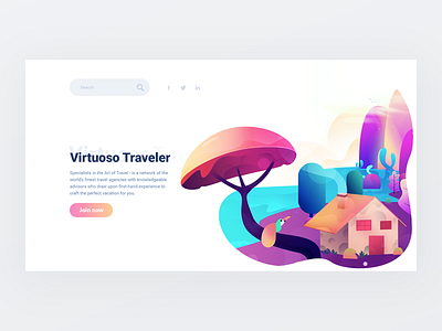 Virtuoso traveler ui design colorful creative creativity design home illustration illustrator inspirations landingpage nature illustration ui ui ux design ui design uiux vector