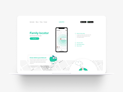 Landing page for a family locator app landing page typography ui design web design