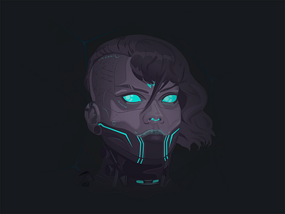 Cyborg Girl cyberpunk cyborg girl illustration sci fi scifi vector