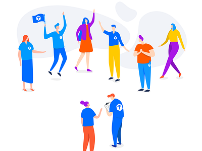 Welcome to the team! adobe illustrator app character character design digital art group illustration illustration digital job man meeting meetup men party people team vector welcome woman workplace