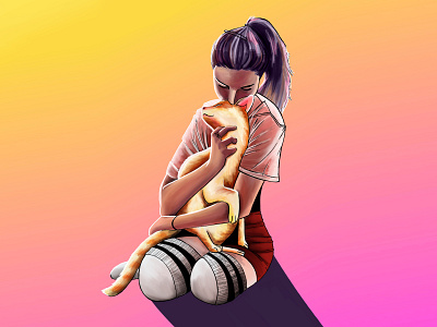 Cat Cuddles character design digital art digital illustration drawing illustration