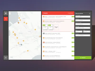 Webapp - map search engine browse design document filters leaflet list map results search search engine ui ux webapp webdesign