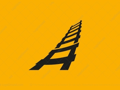 Ladder Letter A Logo (for sale) challenge climb climbing direction escape hashtag ladder letter a level logo logo for sale staircase stairs stairway step stepladder steps typography up window cleaner