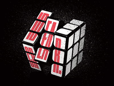 Ideate_Create black black white blackandwhite create grunge idea illustration lettering red rubik rubiks cube type typography