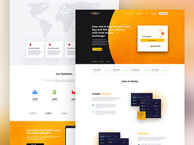 Online Cryptocurrency Exchange Platform agency black clean cryptocurrency design exchange form hero homepage platform trading ui uiux web webdesign yellow