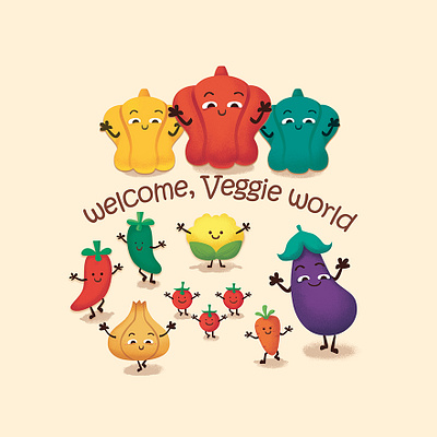 Welcome to 🍆🍄🥦🥕🍅Veggie World character cute digital illustration doodle drawing foodfighter illustration photoshop vector veggies