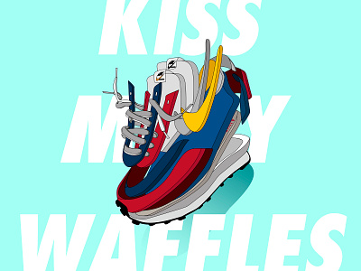 Nike x Sacai waffle sneaker design flat icon illustration illustration flat design minimal nike sacai vector