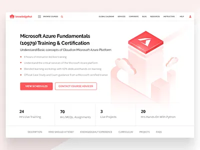 Microsoft Azure Fundamentals azure branding certification classroomtraining contemporary corporatecourse coursepage detailpage flatdesign fundamentals isometric kabilansa knowledgehut landingpage microsoft platform schedule training ui website