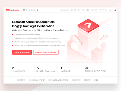 Microsoft Azure Fundamentals azure branding certification classroomtraining contemporary corporatecourse coursepage detailpage flatdesign fundamentals isometric kabilansa knowledgehut landingpage microsoft platform schedule training ui website