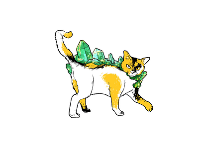 Emerald Calico calico cat crystal emerald gemstone kitty lineart quartz