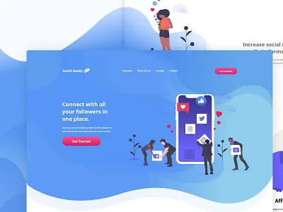 Social Media Booster Landing Page design minimal simple social socialmedia ui uiux ux web website