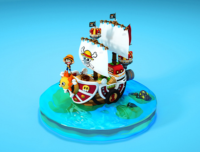 Sunny go and luffy 3d anime characterdesign characters cinema4d design illustration luffy nice ocean onepiece photoshop pirates procreate sea toy